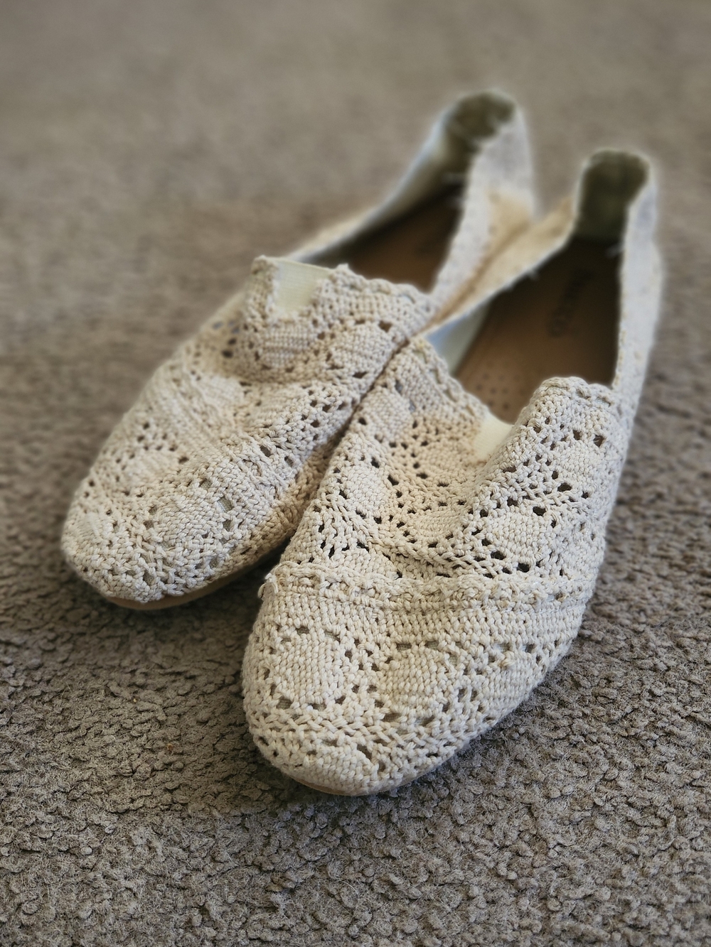 Bucco Women’s Crochet Slip-On Flats in Cream